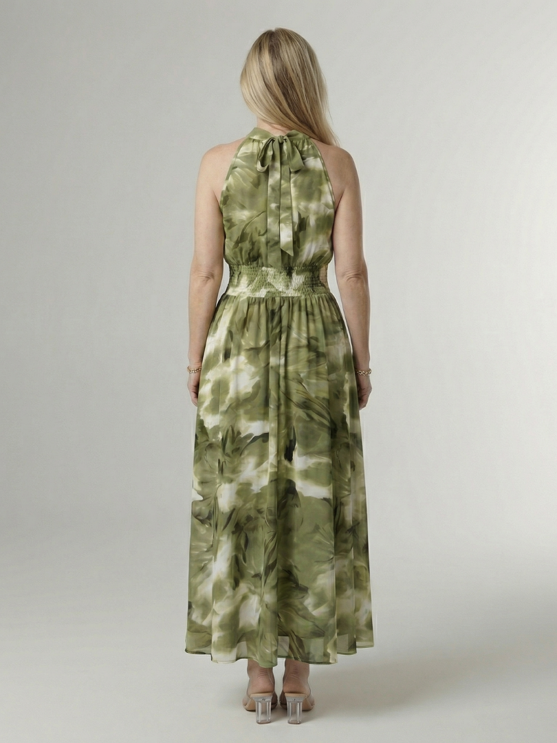 Sylin | Geraffineerde Halter Midi Jurk