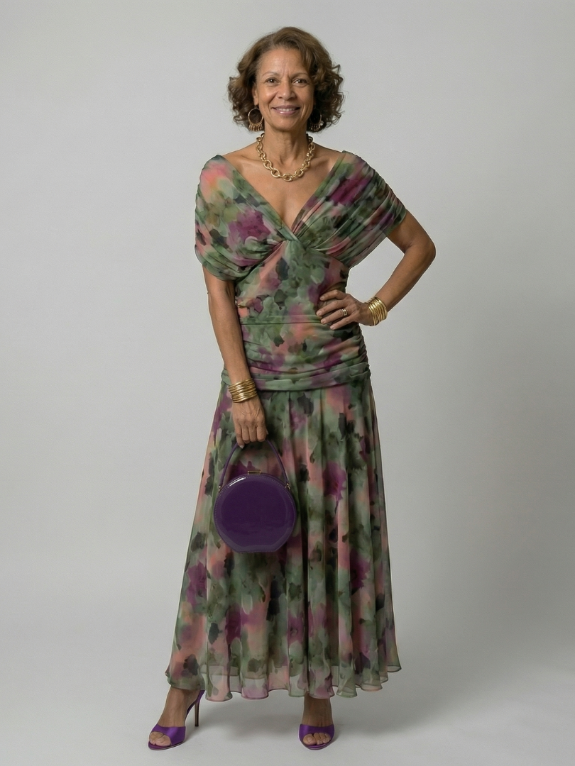 Calen | Off-Shoulder Flow Midi Jurk
