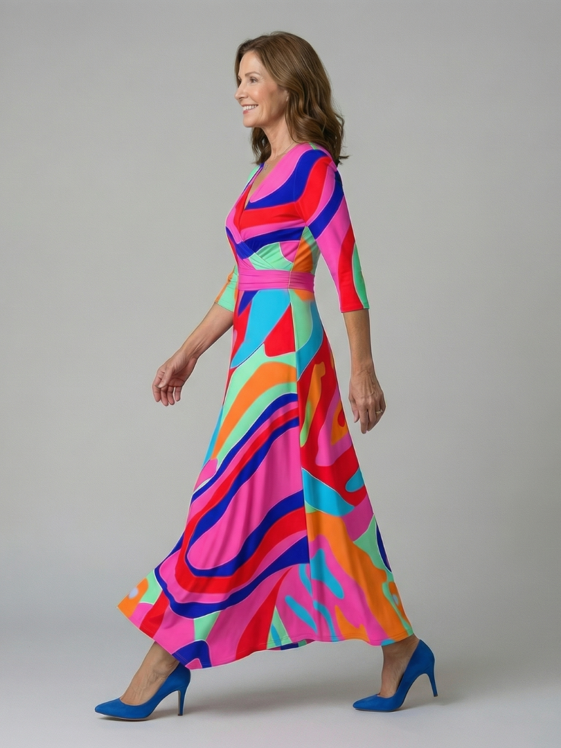 Celine | Midi-jurk met wikkelkragen
