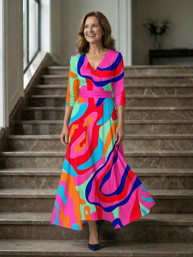 Celine | Midi-jurk met wikkelkragen