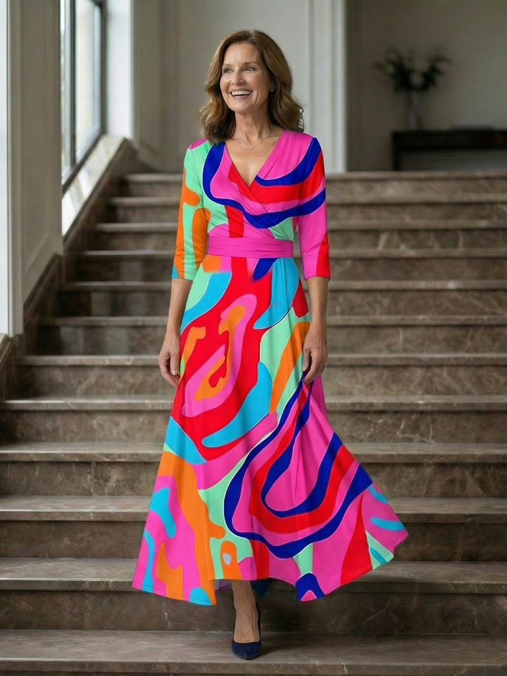 Celine | Midi-jurk met wikkelkragen