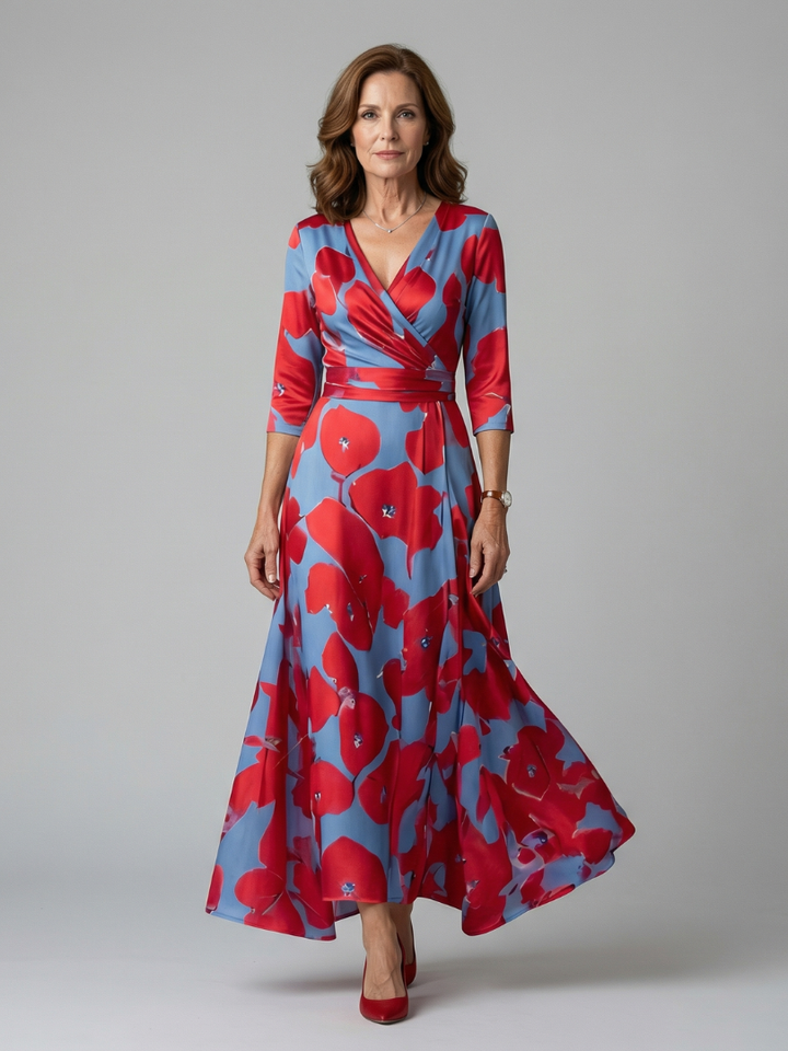 Celine | Midi-jurk met wikkelkragen