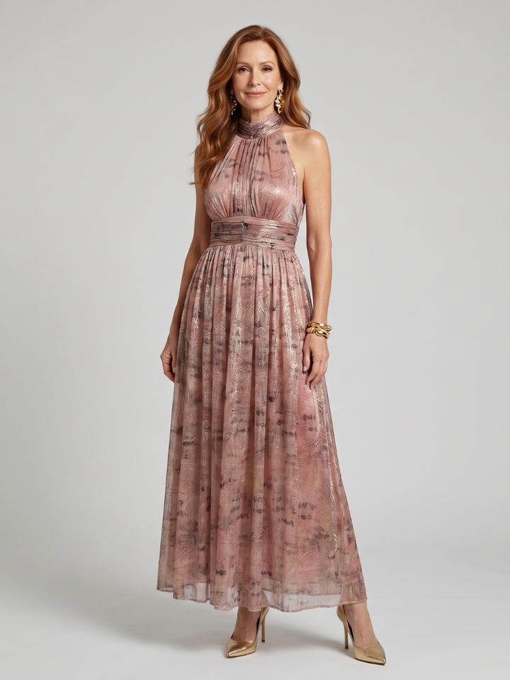 Imogen | Mouwloze Midi-jurk met gestructureerde afwerking