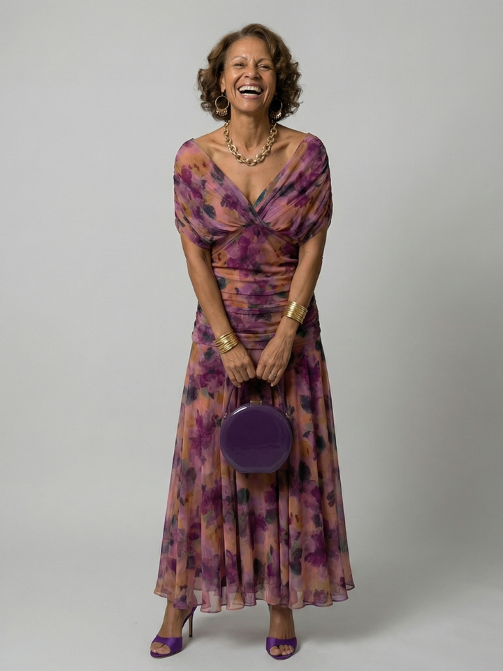 Calen | Off-Shoulder Flow Midi Jurk