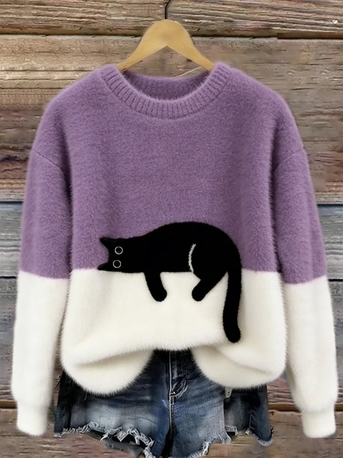 Chloé | Grafisches Pulli mit süßem Katzenmotiv