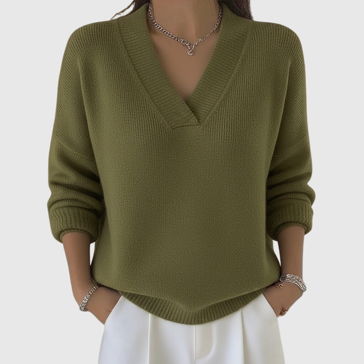 Faye | Weicher V-Ausschnitt Pullover in lässiger Passform