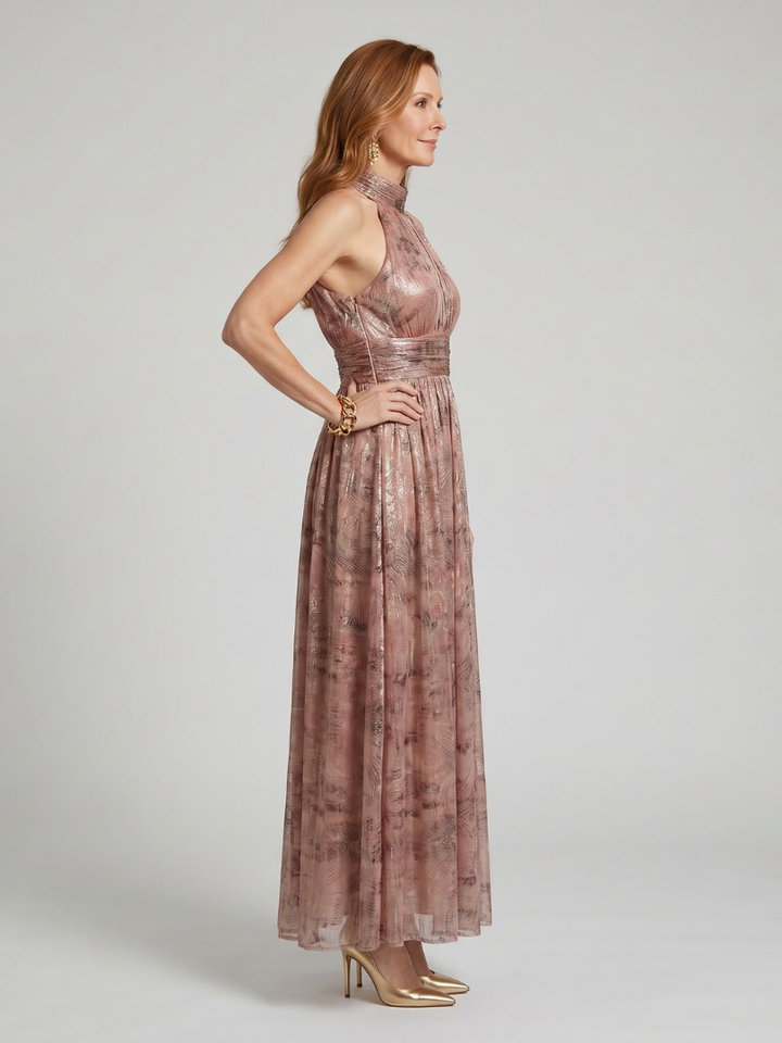 Imogen | Mouwloze Midi-jurk met gestructureerde afwerking