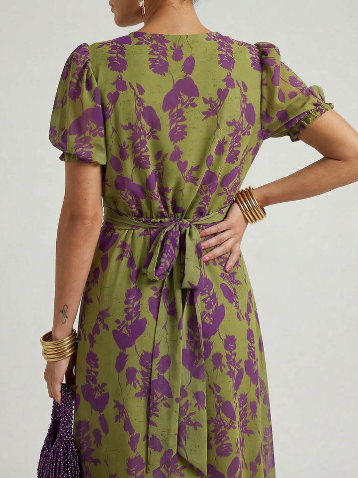 Virel | Ontspannen Bloemen Midi-jurk