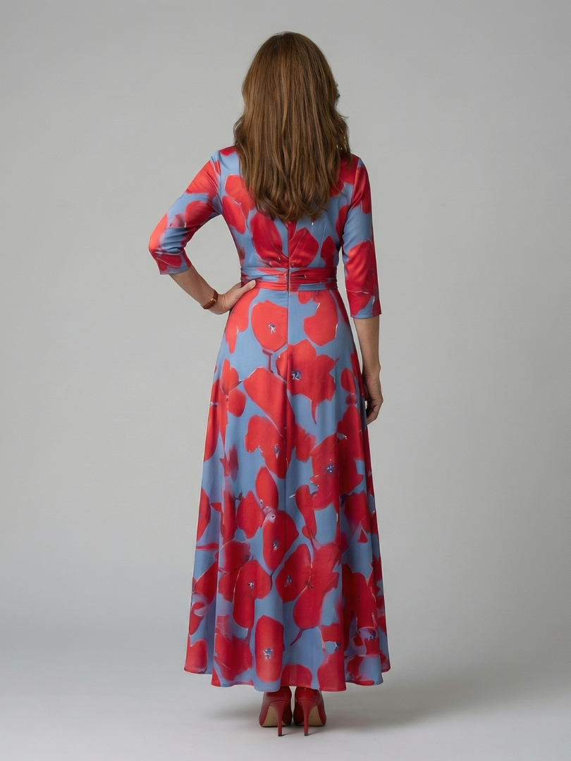 Celine | Midi-jurk met wikkelkragen