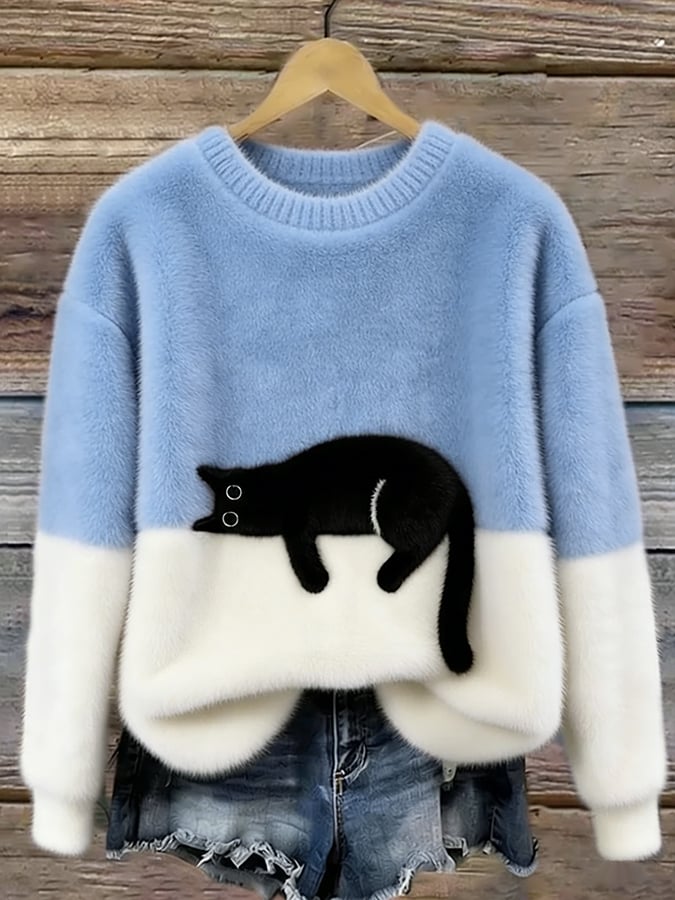 Chloé | Grafisches Pulli mit süßem Katzenmotiv
