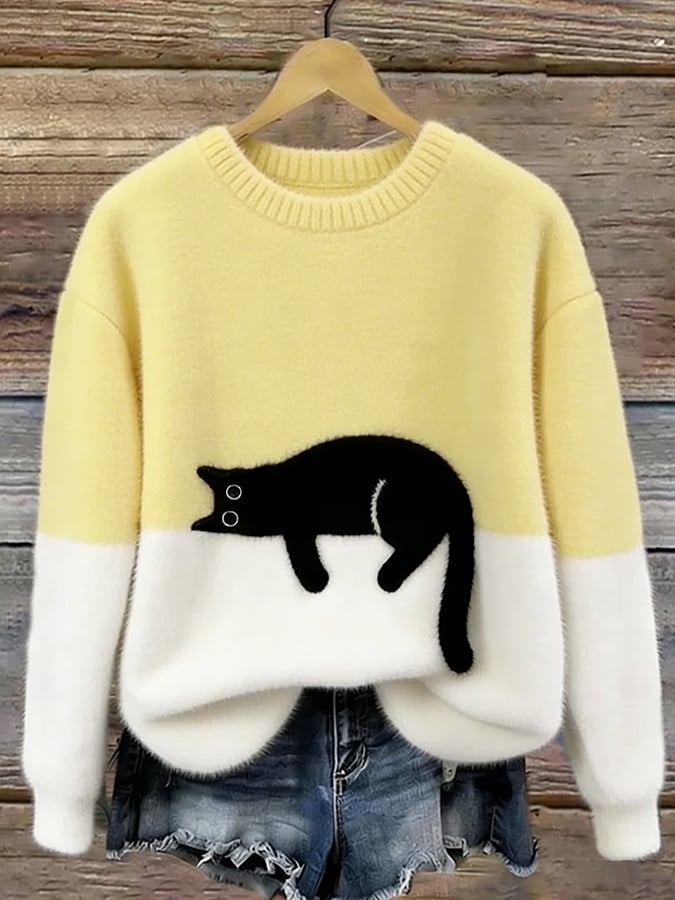 Chloé | Grafisches Pulli mit süßem Katzenmotiv