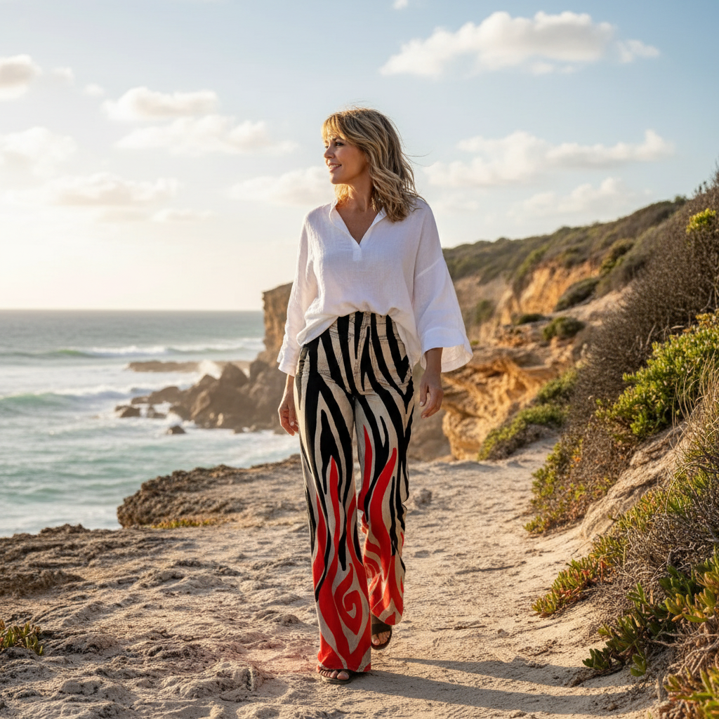 Fabiana™ - Hochtaillierte Boho-Muster-Hose