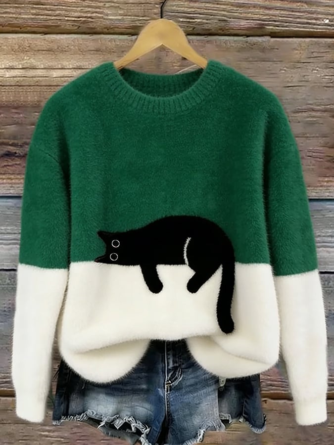 Chloé | Grafisches Pulli mit süßem Katzenmotiv