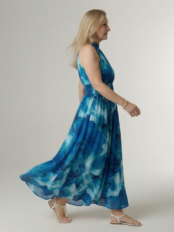 Sylin | Geraffineerde Halter Midi Jurk