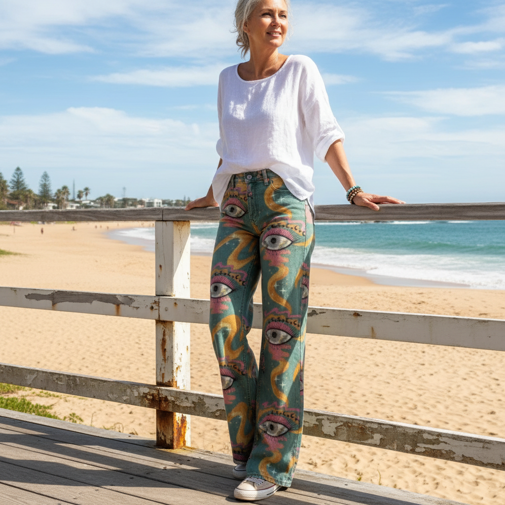 Alessia™ - Hohe Boho-Print-Hosen