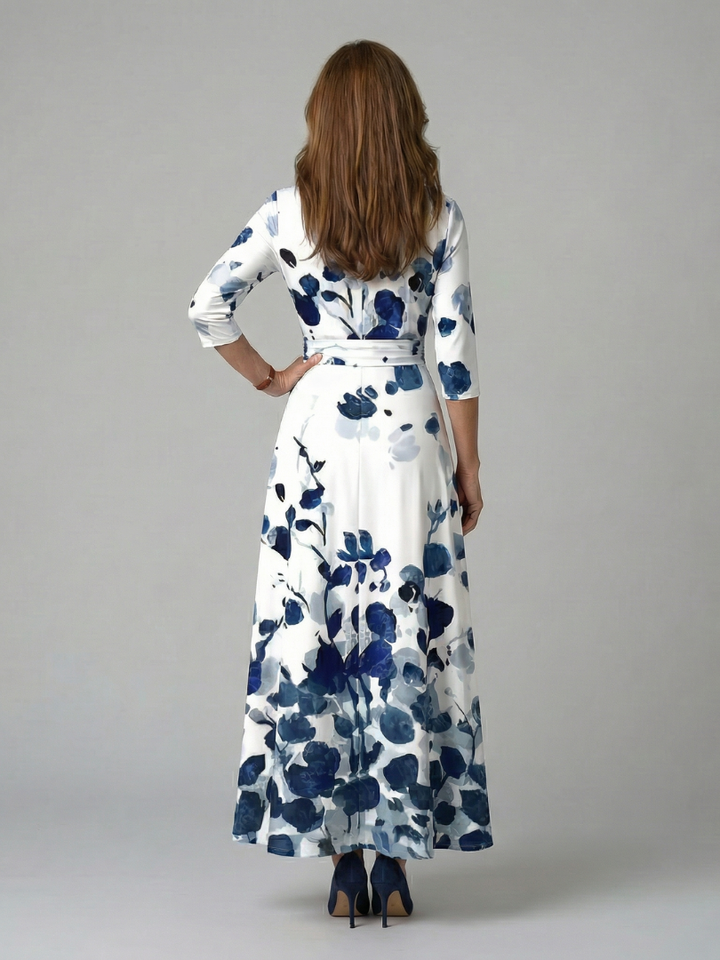 Celine | Midi-jurk met wikkelkragen