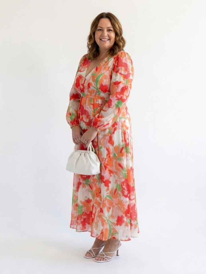 Althea | Lange Mouwen Bloemen Maxikleed