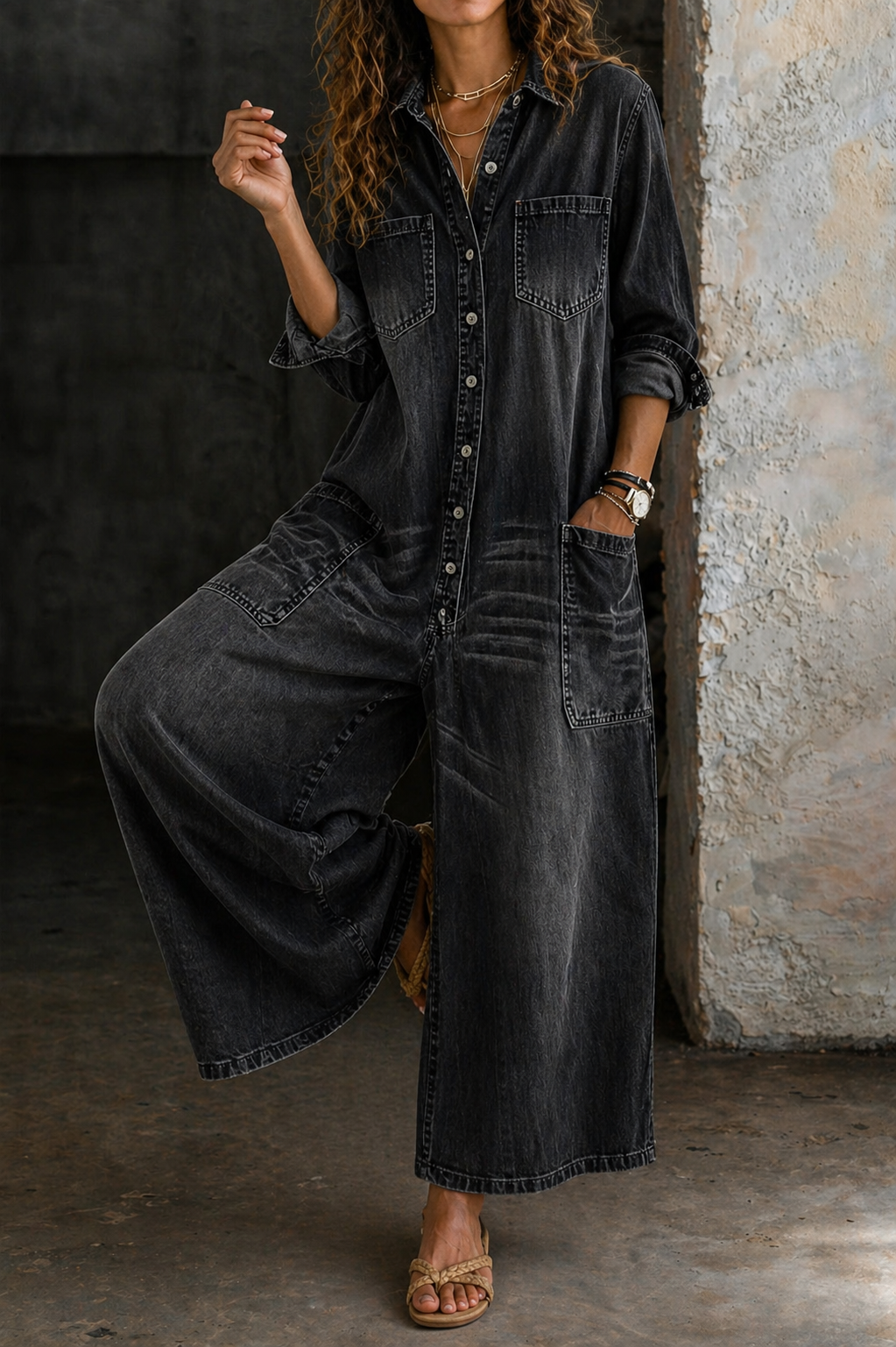 Vivienne | Losse Jeanscombinatie