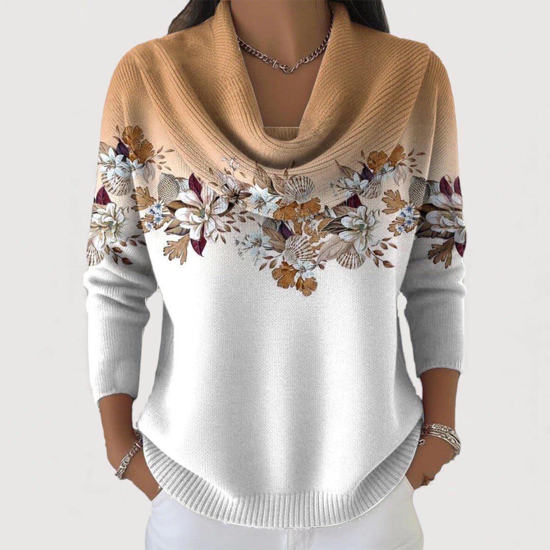 Sophie | Pullover mit weichem Kragen und floralem Muster