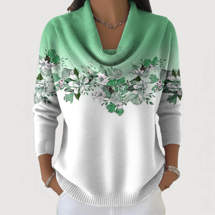 Sophie | Pullover mit weichem Kragen und floralem Muster