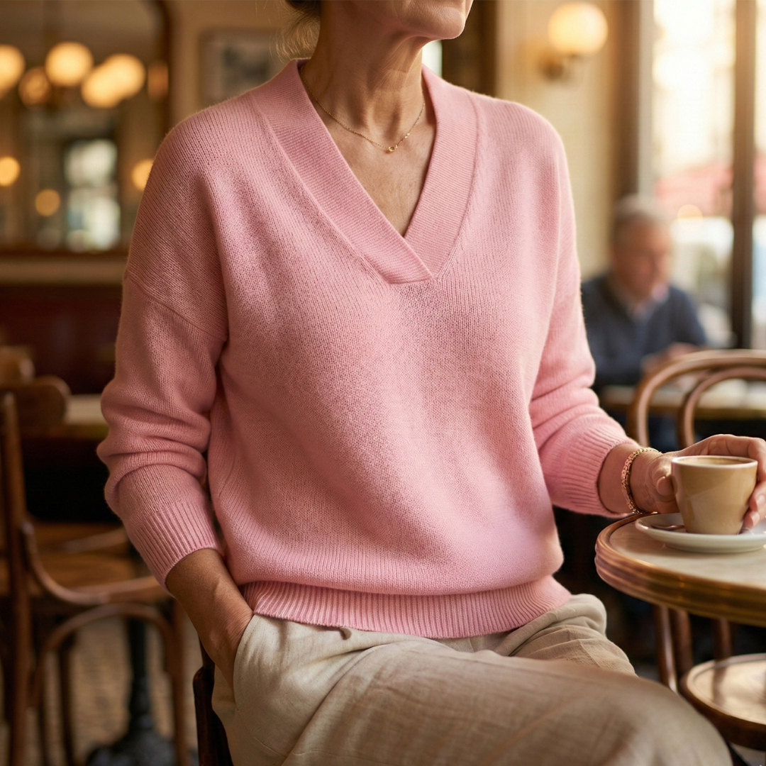 Faye | Weicher V-Ausschnitt Pullover in lässiger Passform