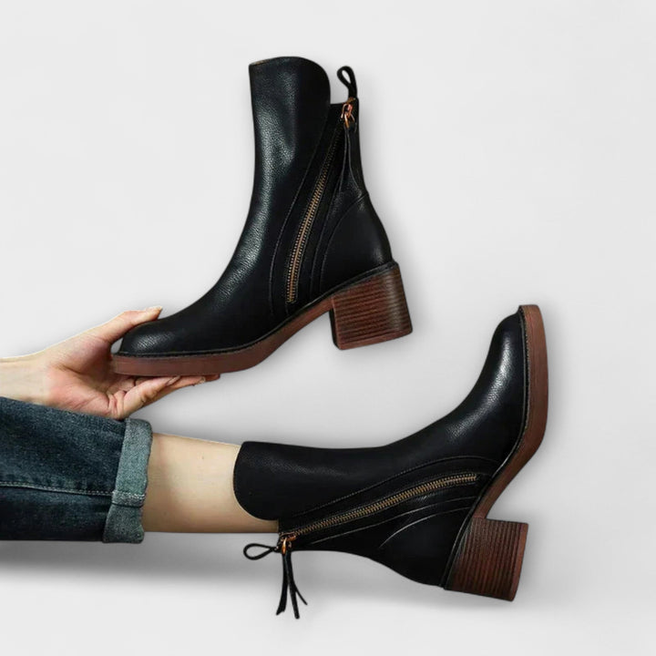 Milana - Bottes en cuir à talon moyen
