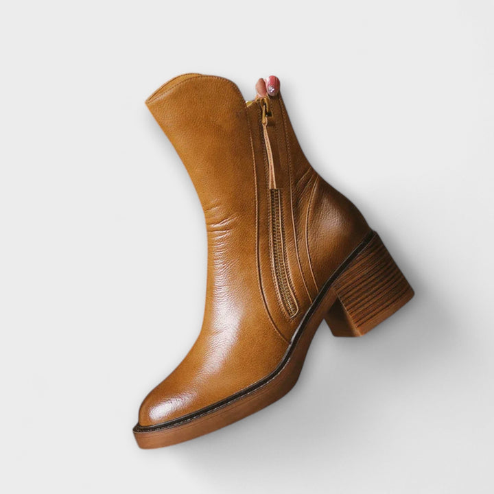 Milana - Bottes en cuir à talon moyen