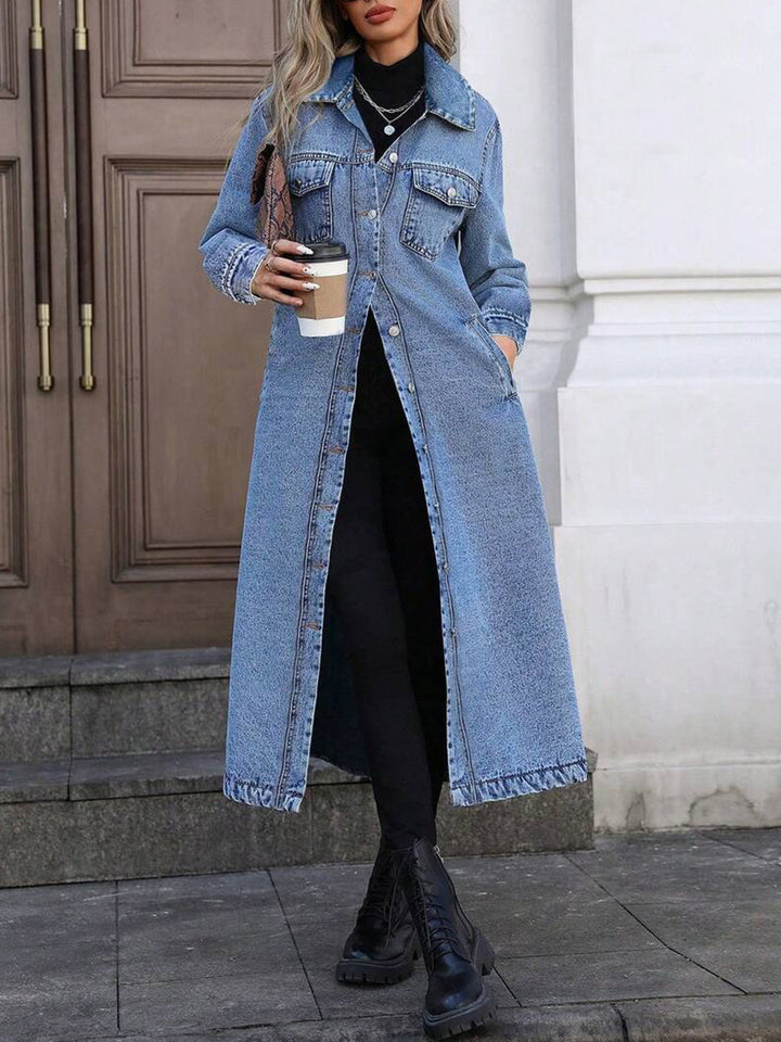 Maya | Stijlvolle Lange Jeansjas
